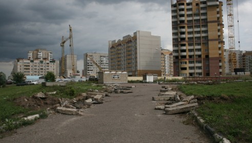 Строительство сквера на углу Мичуринской и Чичерина