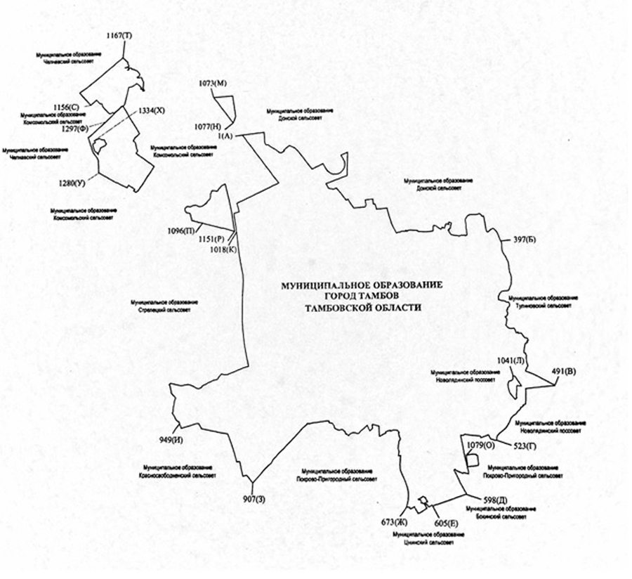 Схема  планируемого изменения границ Тамбова