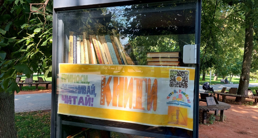 В сквере Боратынского в Тамбове прижился уличный буккроссинг: полки пополняют сами горожане