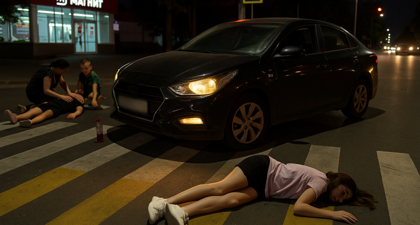 В Тамбове водитель пролетел на красный и сбил троих на переходе: одна девушка погибла