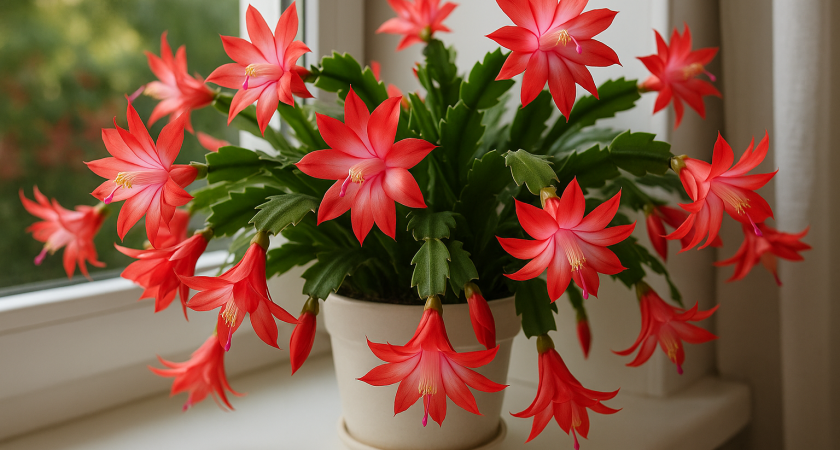 Бросила ложку в горшок с иссохшим декабристом: набрался сил и зацвел как полоумный 