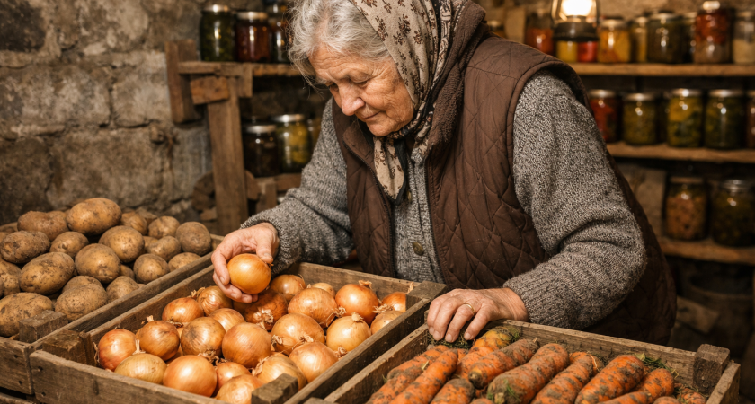 В январе спускаюсь в погреб и провожу там 5 минут: 1 хитрость, и лук с картошкой лежат до весны целыми и не гниют 