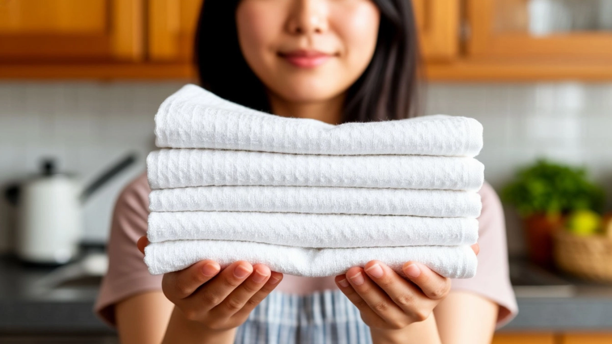 Держу кухонные полотенца белоснежными без кипячения и стирки: объясняю проверенный поколениями способ